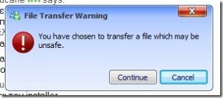 Windows Live Messenger 8.5  File Transfer Warning